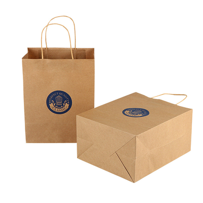 satın al Logo Baskı Büküm Kolları ile Özel Kahverengi Kraft Kağıt Bakkal Torbaları Toplu online manufacture