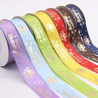 satın almak Custom Gold Foil Logo Satin Ribbon – Personalized Polyester Ribbon For Packaging & Gift Wrapping Çevrimiçi üretim